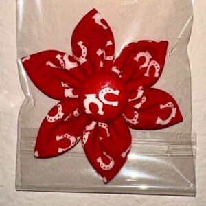 2/$10 Lucky red horseshoe over the collar dog flower accessory new